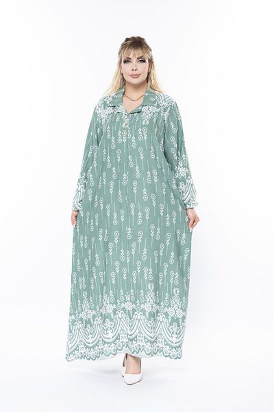mervemoda ΚΚΓυναικείο μακρυμάνικο καλοκαιρινό φόρεμα μεγάλου μεγέθους