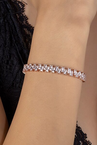 Else Silver Baget Taşlı Su Yolu Gümüş Bileklik