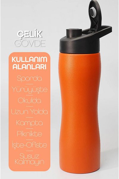 BK Commerce Orange Colored 304 Steel Flask - Stainless Sports Flask, Water Bottle Bpa Free