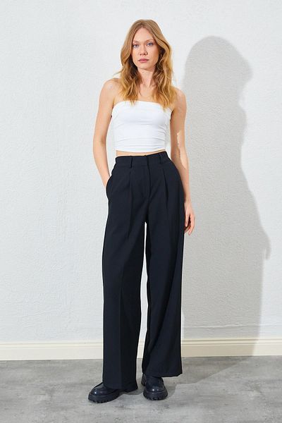 TENA Pantaloni negri Double Fleto Polyviscon de damă