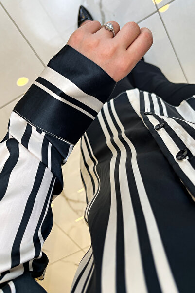 Vosse On Fashıon Ekru Çizgili Gömlek