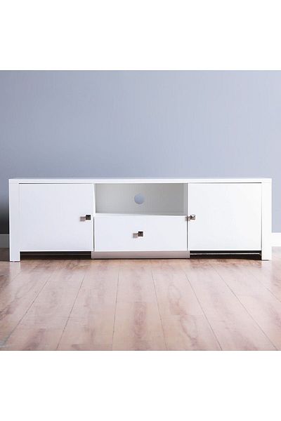 Danube Home Heather TV Unit for TVs upto 55 Inches with Storage - White L160xW40xH50cm