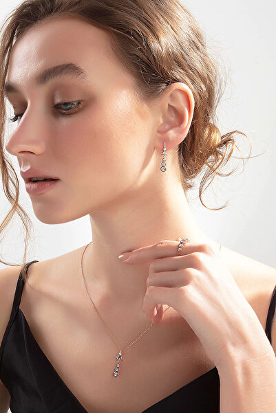 Else Silver Elmas Modeli Tria Gümüş Takı Seti