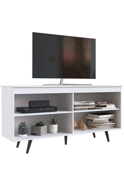 Danube Home Railey TV Unit for TVs up to 50 Inches with Storage - White L150xW39xH59cm