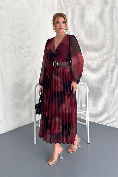 dipmoda Dipmoda Women's Lined Midi Length Chiffon Dress Dpk20301