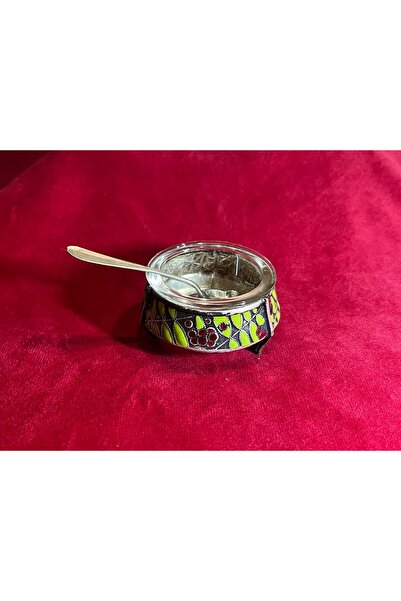 tayfuntufan antika koleksiyon Eski rus mineli havyarlık ve kaşığı 6 cm çapınd...