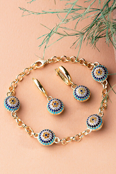 Else Silver Nazarlı Doc Gümüş Bileklik Ve Küpe Kombin