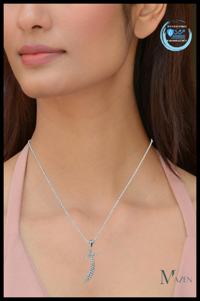 MAZEN Zirkon Taşlı Özel Kaplama Zülfikâr Kolye- Kılıç Figürlü Kadın Kolye
