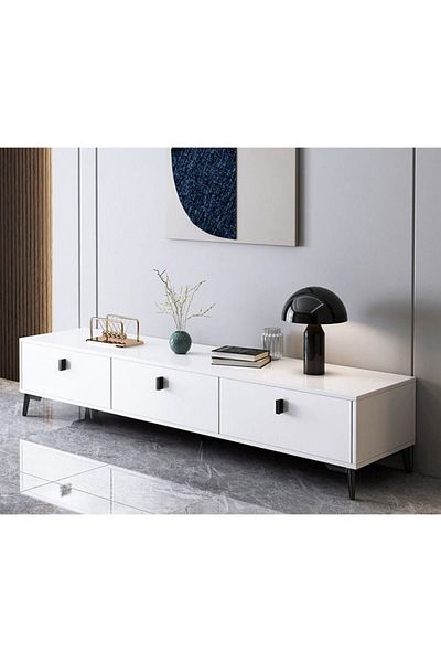Danube Home خزانة تلفزيون وينونا حتى ٥٠ بوصة - أبيض، الطول ١٢٠ × العرض ٤٠ × الارتفاع ٤٠ سم