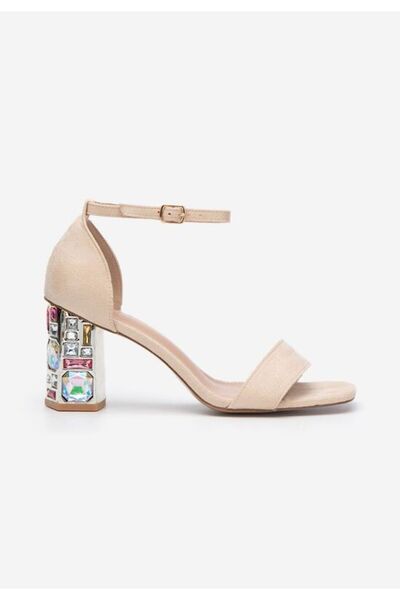 B T Shoes Zania beige chunky heel sandals