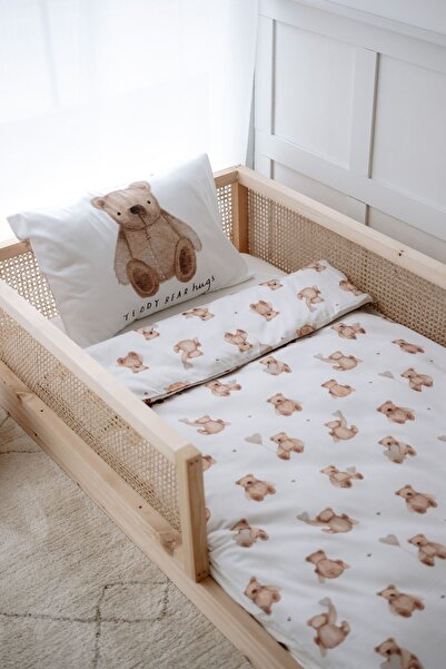 NOU طقم غطاء لحاف مونتيسوري من Fluffy Bear (100x200) - دب رقيق