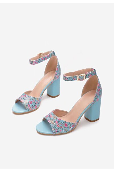 B T Shoes Sandale cu toc gros Moreira albastre