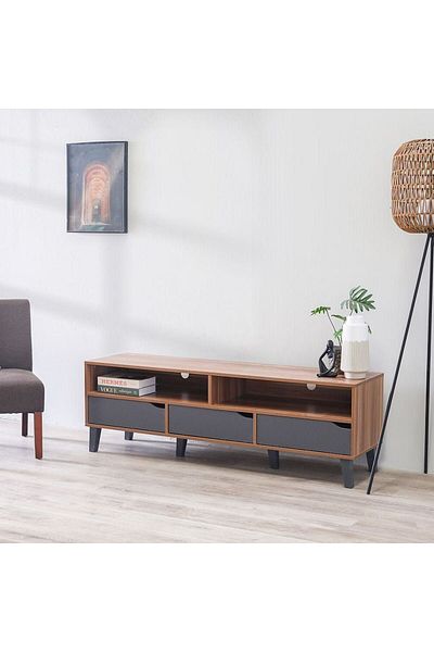 Danube Home وحدة تلفزيون فابيان بثلاثة أدراج حتى ٥٥ بوصة - لون كرزي/رمادي غامق، الطول ١٥٢ سم × العرض ٤٠ سم × الارتفاع ٤٩ سم