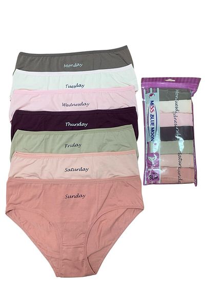 Miss Blue Moon Women's 7 Days Multicolored Cotton Lycra Panties 7 Pack 5430