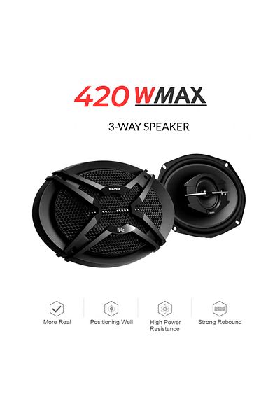 Sony مكبر صوت سيارة Xplod، مكبر صوت موسيقى ثلاثي الاتجاهات، 60 وات/420 وات، 6 × 9 بوصة، محوري، مثبت بشكل مسطح، مجموعة من قطعتين