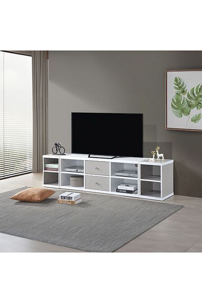 Danube Home Prime TV Unit For TVs up to 65 Inches - White/Grey L180xW40xH45cm