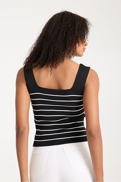İLKCET MODA Striped Square Collar Stretchy Women's Knitwear