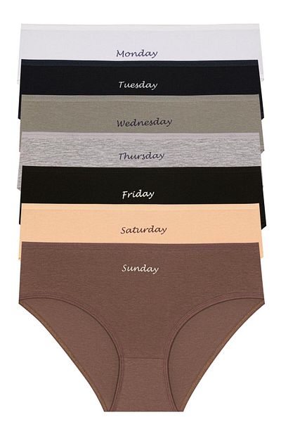 Miss Blue Moon Chiloți din bumbac lycra multicolori 7 zile pentru femei, pachet de 7 5430