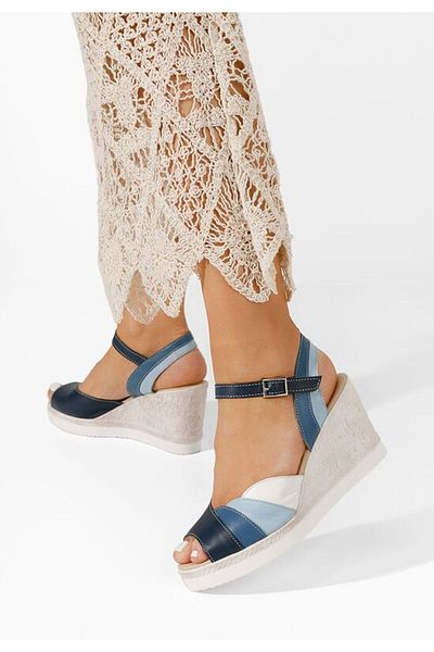 B T Shoes Sandale cu platforma piele Irvina albastre