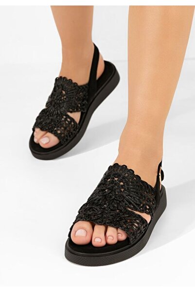 B T Shoes Sandale dama fara toc Nichelle negre