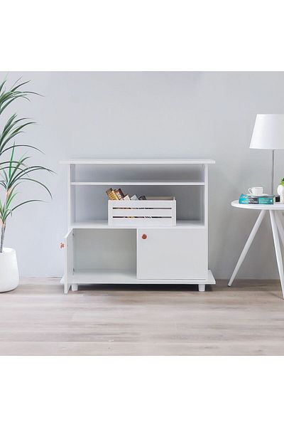 Danube Home Tadeo TV Rack for TVs upto 32 Inches - White L90xW36xH76cm