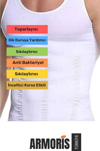 Armoris New Generation Waist Chest Belly Gynecomastia Tightener Men's Extra Belly Firming Black Corset Undershirt