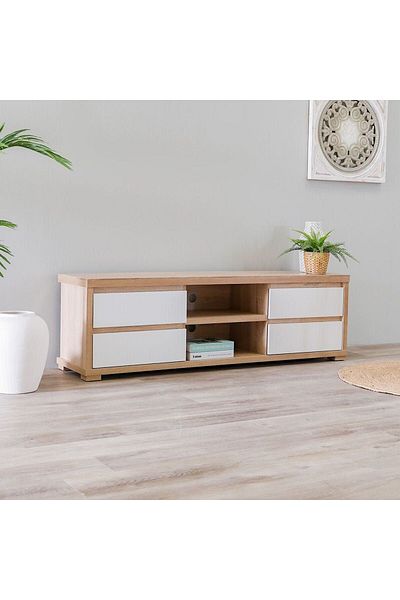 Danube Home Larina TV Cabinet for TVs upto 55 Inches with Storage - Sonoma Oak L160xW40xH49cm