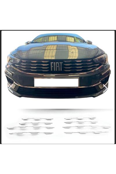 ANDOTOAKSESUAR Fiat Egea Krom Ön Panjur 2021 Üzeri Uyumlu 8 Parça Makyajlı Kasa
