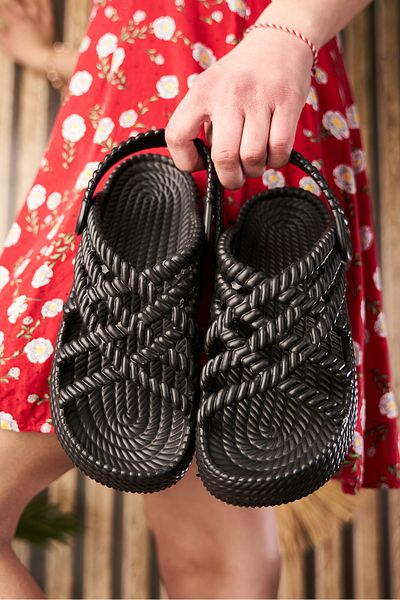 Nstil Black Knitted Detailed - Thick Sole Daily Women's Sea Sandals 810