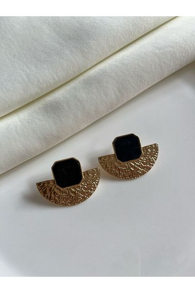 Nilsu Jewellery Accessory Metal Scrunch Plate Enamel Fan Earrings