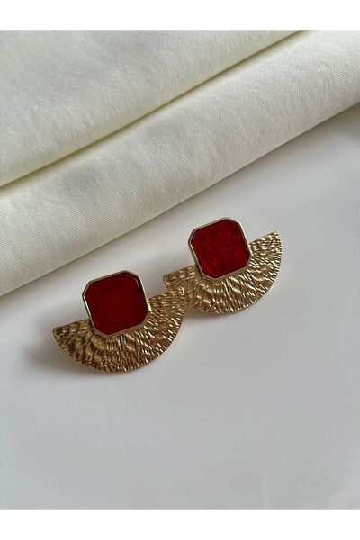 Nilsu Jewellery Accessory Metal Scrunch Plate Enamel Fan Earrings