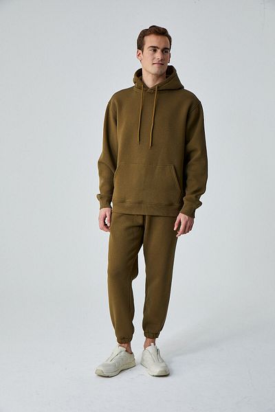 GRIMELANGE Divof Men's Elastic Leg Regular Pocket Khaki Sweatpants