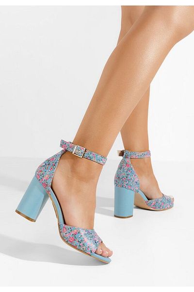 B T Shoes Sandale cu toc gros Moreira albastre