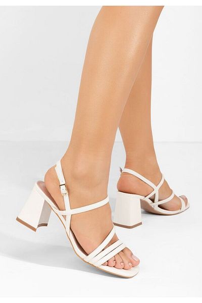 B T Shoes Arvilla white chunky heel sandals