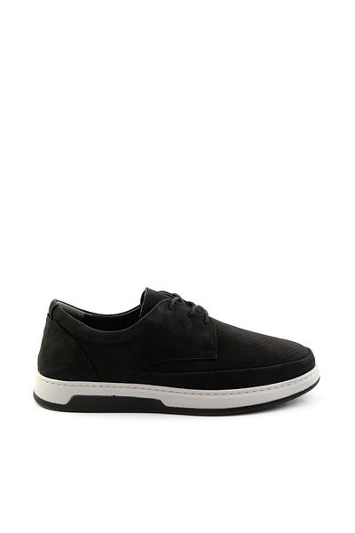 Bambi Black Leather Men's Casual Shoes E 01759103301