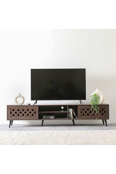 Danube Home وحدة تلفزيون كبيرة من هاملين حتى 80 بوصة - لون الجوز (طول 200 سم × عرض 40 سم × ارتفاع 45 سم)