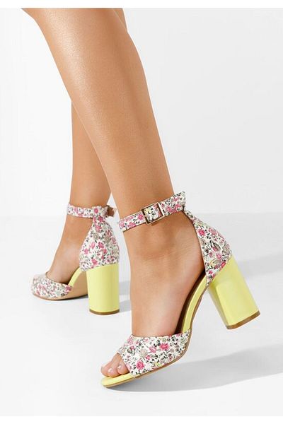 B T Shoes Sandale cu toc gros Moreira galbene