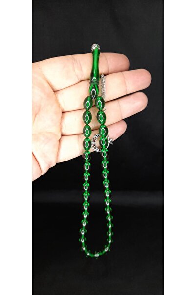 Anemore Collection Green Beyzi Cut Rod Amber Tasbih - T-368