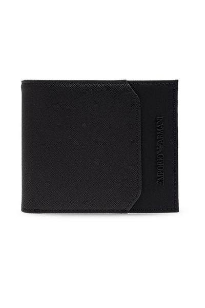 Emporio Armani Men's Logo Embossed Black Wallet with Extra Card Compartments Em 001792   Af13670-Uc001