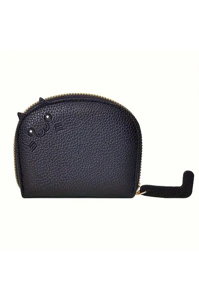 TATA CRAFT Black Cat Figured Card Holder Small Wallet Cute Bag Accessory