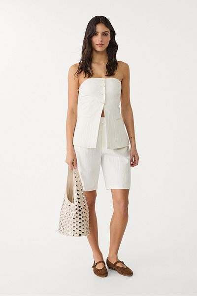 Stradivarius Textured bustier top with buttons