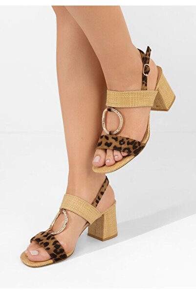 B T Shoes Sandale cu toc gros Annyta leopard