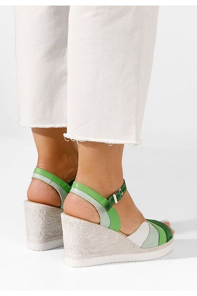 B T Shoes Sandale cu platforma piele Irvina verzi