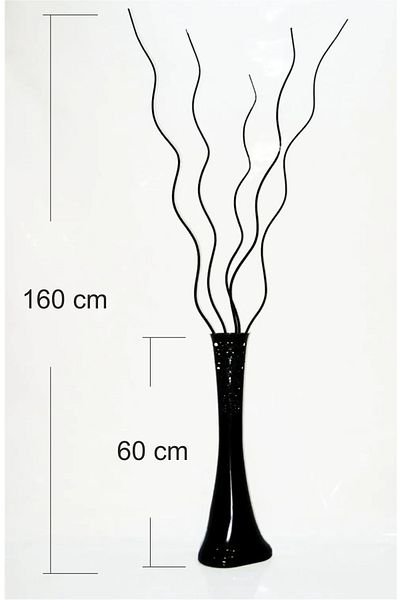 M3DECORİUM Μόνο 5 τεμάχια μήκους 160 cm με κυματιστό ελικοειδές ματ μαύρο ξύλινο κλαδί λουλουδιών