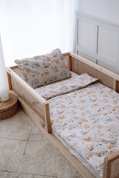 NOU طقم غطاء لحاف مونتيسوري عضوي مع معدات العمل (100x200) - هجوم الشاحنة