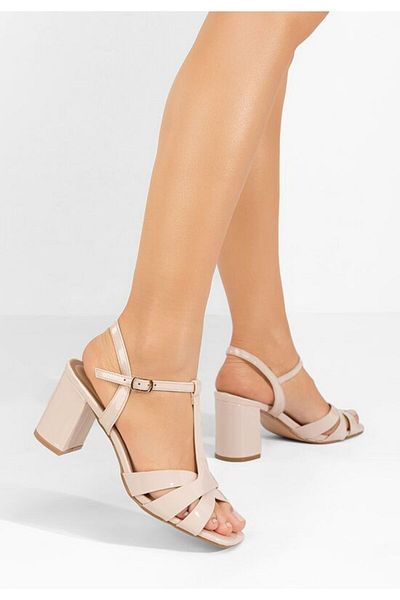 B T Shoes Beige Tamatha chunky heel sandals