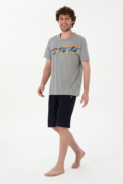 U.S. Polo Assn. Men's Crew Neck Gray Melange Pajama Set 50309481 -Vr086
