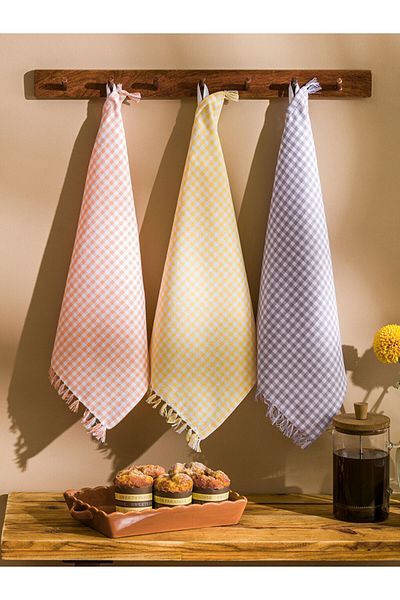 LC Waikiki Lcw Plaid Patterned Drying Cloth 3 Pack 40X50 cm