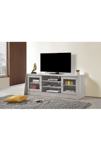 Danube Home وحدة تلفزيون خشبية لأجهزة التلفزيون حتى 55 بوصة - رمادي بلوط رمادي الطول 160 × العرض 50 × الارتفاع 60 سم