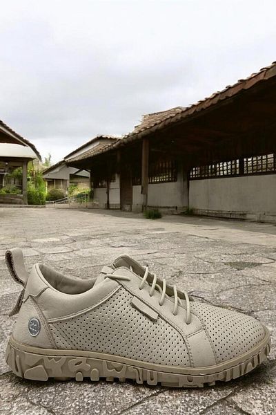 Mammamia D25ya-145 Μπεζ Sneaker Γνήσιο δέρμα Πλήρως Ορθοπεδικά Casual Καθημερινά Γυναικεία Παπούτσια